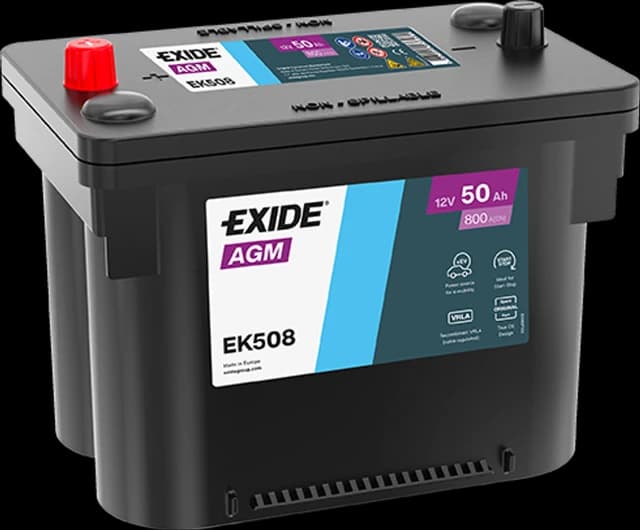 Exide AGM G34 EK508 Start-Stop Car Battery 12V 50Ah 800A